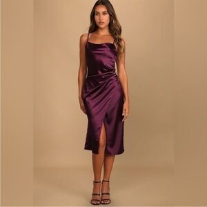 Lulus Hollywood Plum Purple Satin Midi Dress Size XL